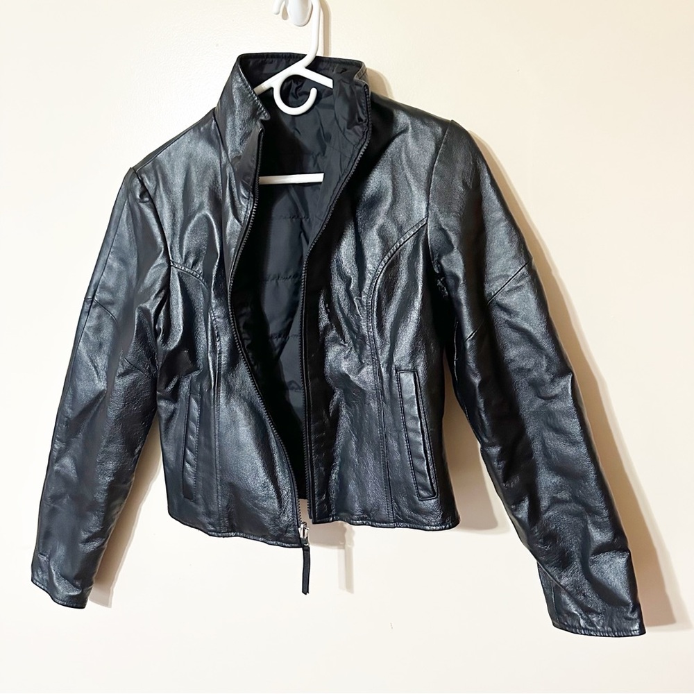 Wilson’s Leather Maxima black leather women’s jacket size small reversible - Picture 2 of 11